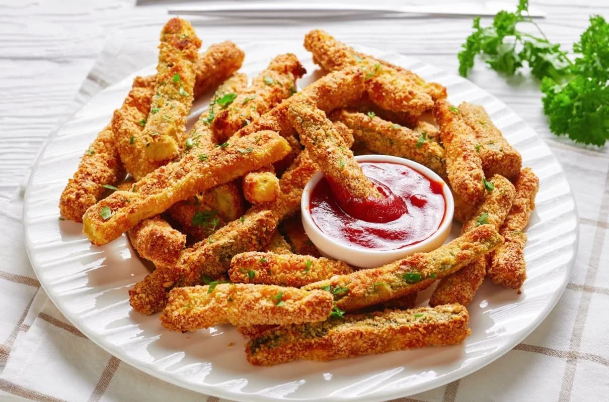 Frytki z cukinii - Przepis na zdrowe i chrupiące frytki z cukinii Frytki z cukinii - Przepis na zdrowe i chrupiące frytki z cukinii