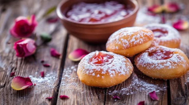 Pączki z różą - Przepis na pyszne pączki z różanym nadzieniem Pączki z różą - Przepis na pyszne pączki z różanym nadzieniem