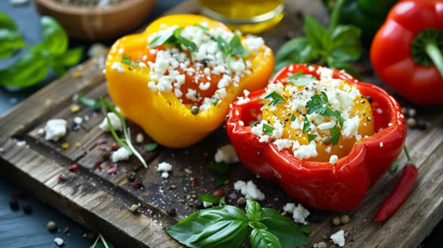 Papryka faszerowana fetą - Przepis na paprykę z nadzieniem z sera feta Papryka faszerowana fetą - Przepis na paprykę z nadzieniem z sera feta